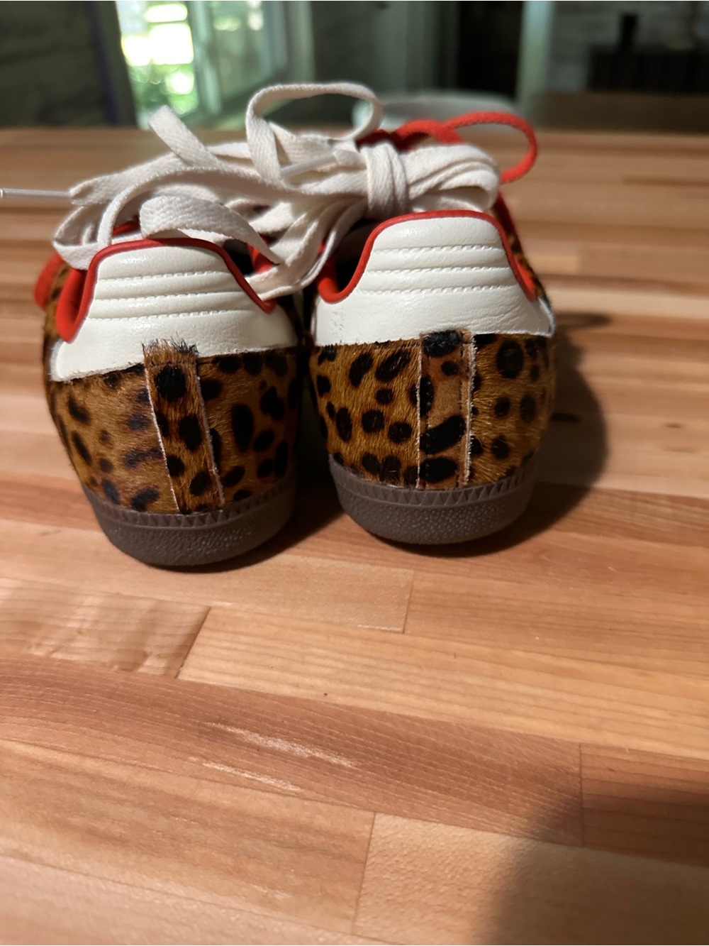 adidas womens Leopard-Print Sneakers with Red and white laces. - Picture 4 of 4